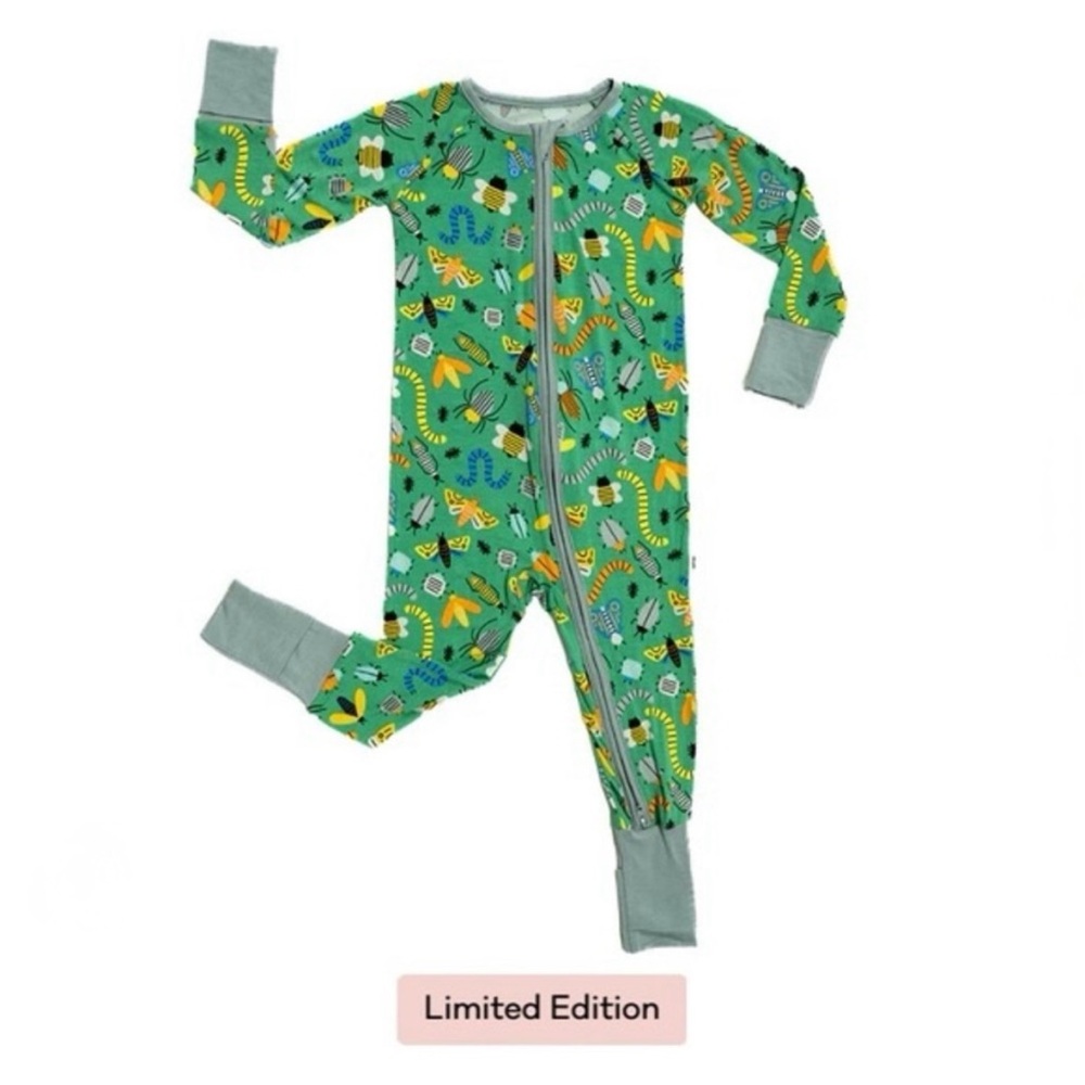 Little Sleepies Green Jungle Print Zip Footless Pajamas